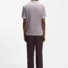 Striped-trim polo shirt in mercerised cotton Striped-trim polo shirt in mercerised cotton