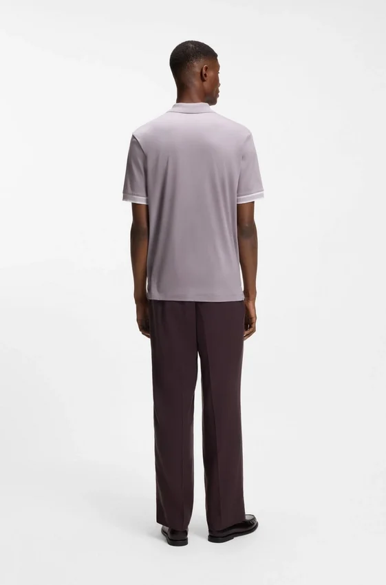 Striped-trim polo shirt in mercerised cotton Striped-trim polo shirt in mercerised cotton