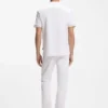 Striped-trim polo shirt in mercerised cotton Striped-trim polo shirt in mercerised cotton