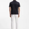 Striped-trim polo shirt in mercerised cotton Striped-trim polo shirt in mercerised cotton