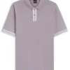 Striped-trim polo shirt in mercerised cotton Striped-trim polo shirt in mercerised cotton