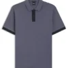 Striped-trim polo shirt in mercerised cotton Striped-trim polo shirt in mercerised cotton