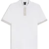 Striped-trim polo shirt in mercerised cotton Striped-trim polo shirt in mercerised cotton