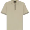 Striped-trim polo shirt in mercerised cotton Striped-trim polo shirt in mercerised cotton