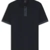 Striped-trim polo shirt in mercerised cotton Striped-trim polo shirt in mercerised cotton