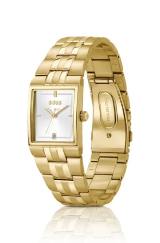 Strivo gold-tone watch with stripe detail