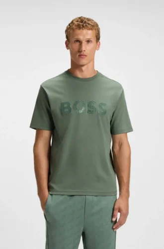 Structured-logo T-shirt in cotton jersey