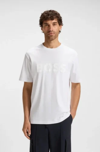 Structured-logo T-shirt in cotton jersey