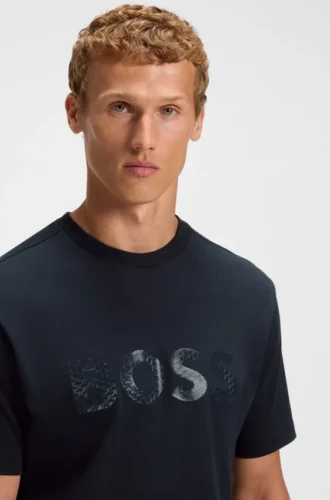 Structured-logo T-shirt in cotton jersey