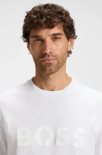 Structured-logo T-shirt in cotton jersey