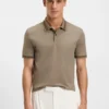 Structured-trim slim-fit polo shirt in mercerised cotton Structured-trim slim-fit polo shirt in mercerised cotton