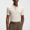 Structured-trim slim-fit polo shirt in mercerised cotton Structured-trim slim-fit polo shirt in mercerised cotton