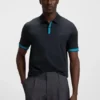Structured-trim slim-fit polo shirt in mercerised cotton Structured-trim slim-fit polo shirt in mercerised cotton