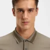 Structured-trim slim-fit polo shirt in mercerised cotton Structured-trim slim-fit polo shirt in mercerised cotton