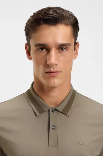 Structured-trim slim-fit polo shirt in mercerised cotton