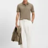 Structured-trim slim-fit polo shirt in mercerised cotton Structured-trim slim-fit polo shirt in mercerised cotton
