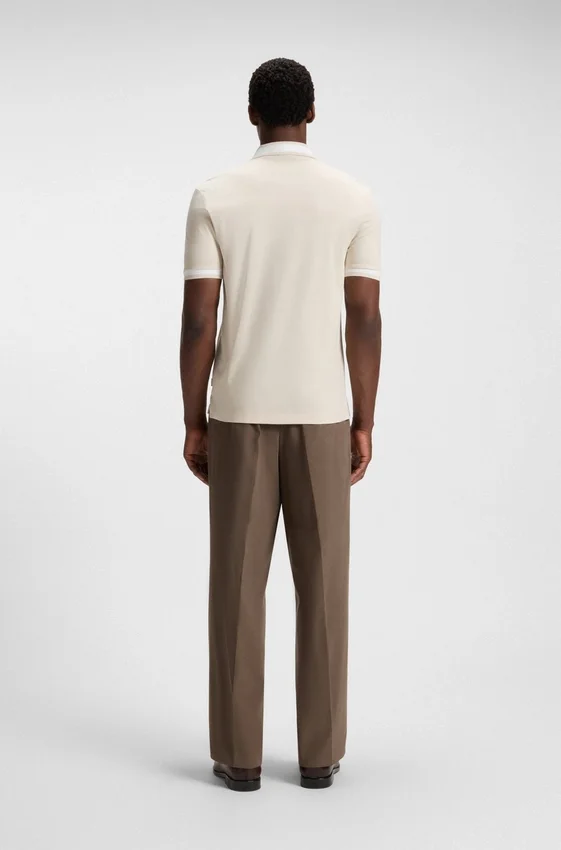 Structured-trim slim-fit polo shirt in mercerised cotton Structured-trim slim-fit polo shirt in mercerised cotton