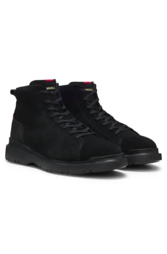 Suede ankle boots with leather trim Suede ankle boots with leather trim