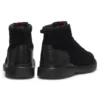 Suede ankle boots with leather trim