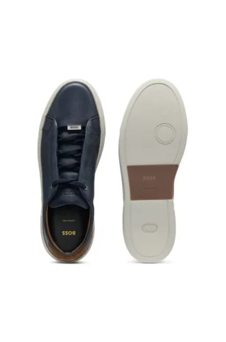 Suede-backtab trainers in leather