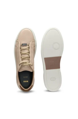 Suede-backtab trainers in leather