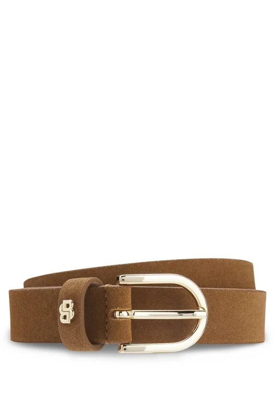 Suede belt with gold-tone Double B monogram Suede belt with gold-tone Double B monogram