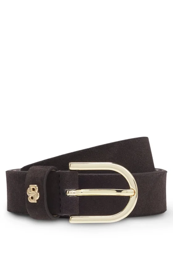 Suede belt with gold-tone Double B monogram Suede belt with gold-tone Double B monogram