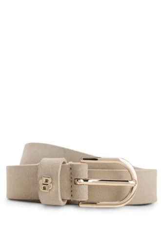 Suede belt with gold-tone Double B monogram