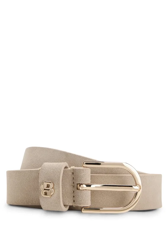 Suede belt with gold-tone Double B monogram Suede belt with gold-tone Double B monogram
