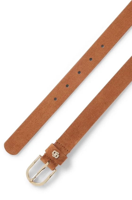 Suede belt with gold-tone Double B monogram Suede belt with gold-tone Double B monogram