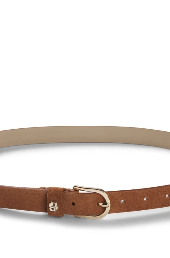 Suede belt with gold-tone Double B monogram Suede belt with gold-tone Double B monogram