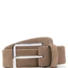 Suede belt with silver-tone buckle
