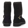 Suede biker boots with faux-fur trim