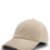 Suede cap with metal logo rivet Suede cap with metal logo rivet