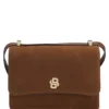 Suede crossbody bag with Double B monogram