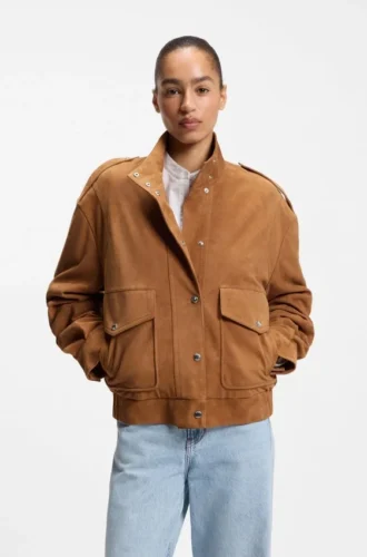 Suede jacket with bomber styling