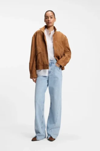 Suede jacket with bomber styling