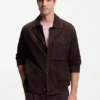 Suede jacket with snap closure