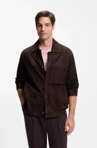 Suede jacket with snap closure Suede jacket with snap closure