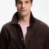 Suede jacket with snap closure