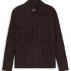 Suede jacket with snap closure