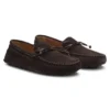 Suede moccasins with whipstitching
