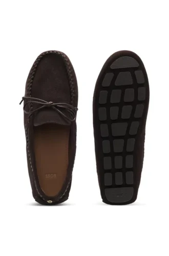 Suede moccasins with whipstitching