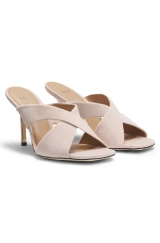 Suede sandals with crossover straps