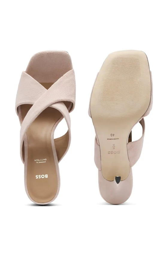 Suede sandals with crossover straps Suede sandals with crossover straps