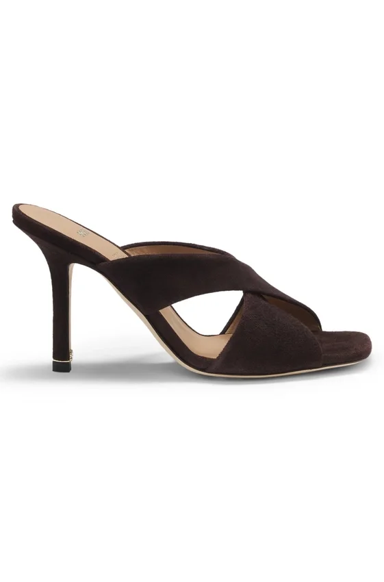 Suede sandals with crossover straps Suede sandals with crossover straps
