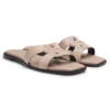 Suede slides with stitched Double B monogram