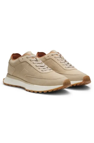 Suede sneakers with perforations