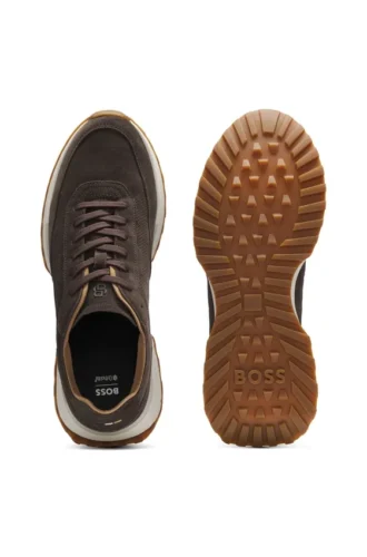Suede sneakers with perforations