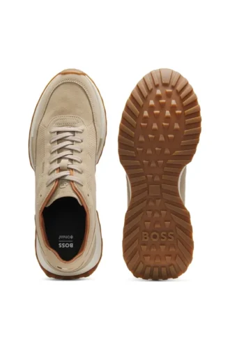 Suede sneakers with perforations
